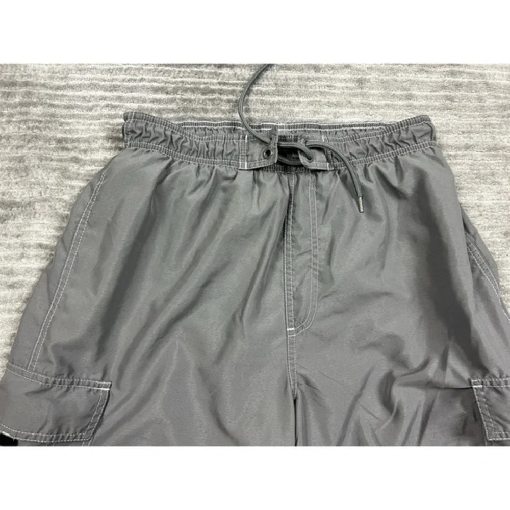 World Wide Sportsman Swimming Trunks Mens Medium Gray Mesh‎ Lined Cargo Pocket